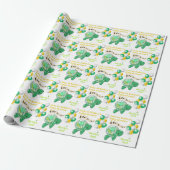 Cute Turtle Green Yellow White Baby shower Cadeaupapier (Uitgerold)