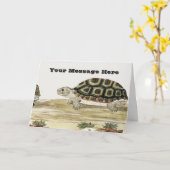 Cute Turtle Illustration Folded Wenskaart Kaart (Gele Bloem)