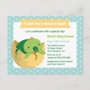 Cute Turtle In Egg Baby Shower Uitnodigingen