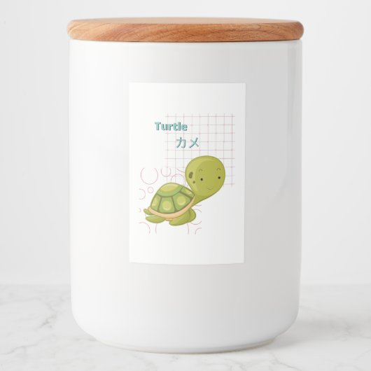 Cute Turtle-Kawaii collectie Voedselcontainer Etiket (Voorkant)