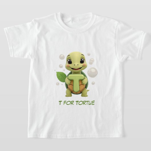 Cute Turtle Kids T-Shirt | T is for Tortue Alphabe (Laagn)