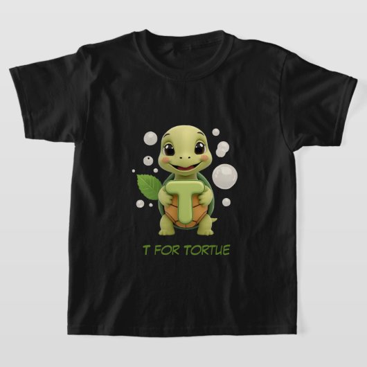 Cute Turtle Kids T-Shirt | T is for Tortue Alphabe (Laagn)