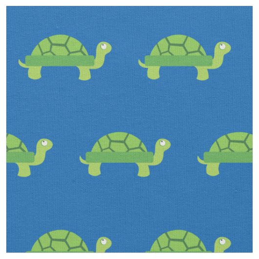 Cute Turtle Kind Baby Nursery Blue Tortoise Stof (Close Up)