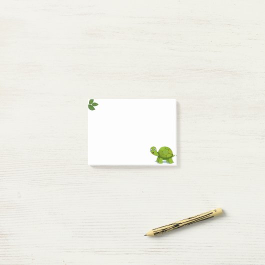 Cute Turtle & Laurel Leaves Post-it® Notes (Op bureau)