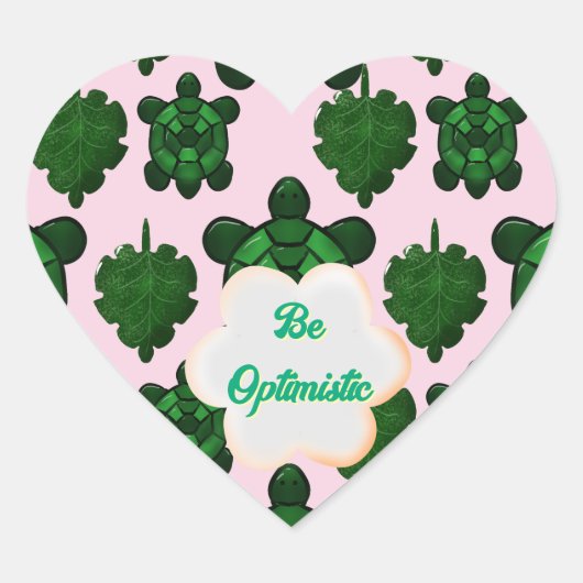 Cute Turtle Leaves Seamless Pattern, Tropical  Hart Sticker (Voorkant)