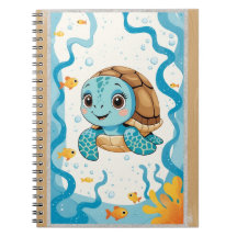 Cute Turtle Notebook, Ocean Theme Journal, Kawaii 