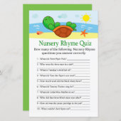 Cute Turtle Nursery Rhyme Quiz baby shower game (Voorkant / Achterkant)