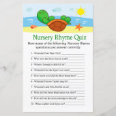 Cute Turtle Nursery Rhyme Quiz baby shower game (Voorkant)