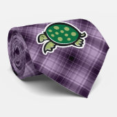 Cute Turtle Paars Stropdas (Opgerold)