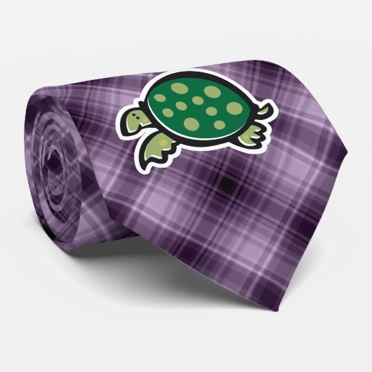 Cute Turtle Paars Stropdas (Opgerold)