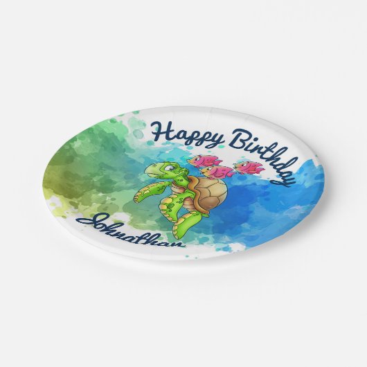 Cute Turtle Party Borden Papieren Bordje (Gekanteld)
