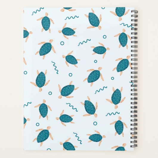 Cute Turtle Pattern, Wilddieren Planner (Achterkant)