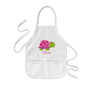 Cute Turtle Personalized Apron for Girls Kinder Schort