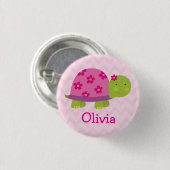 Cute Turtle Personalized Button for Girls (Voorkant /achterkant)