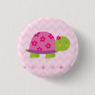 Cute Turtle Personalized Button for Girls
