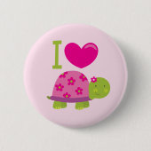 Cute Turtle Personalized Button for Girls (Voorkant)