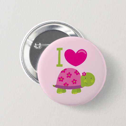 Cute Turtle Personalized Button for Girls (Voorkant /achterkant)