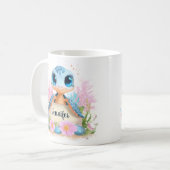Cute Turtle Personalized Custom Name Animal Koffiemok (Voorkant links)