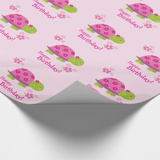 Cute Turtle Personalized Gift Wrap voor Meisjes Cadeaupapier (Hoek)