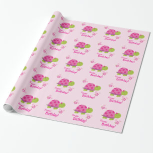Cute Turtle Personalized Gift Wrap voor Meisjes Cadeaupapier