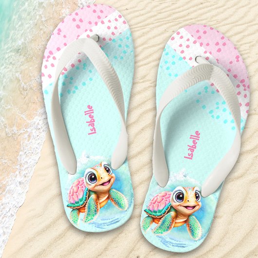 Cute Turtle Personalized Girls Kind Teenslippers