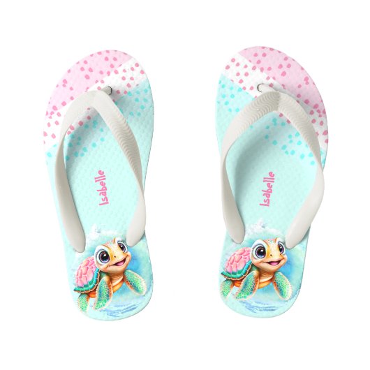 Cute Turtle Personalized Girls Kind Teenslippers (Voetbed)
