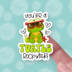 Cute Turtle Pun Funny Rockstar Small Business Sticker