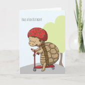 Cute Turtle Riding a Scooter Kids Birthday Card Kaart (Voorkant)
