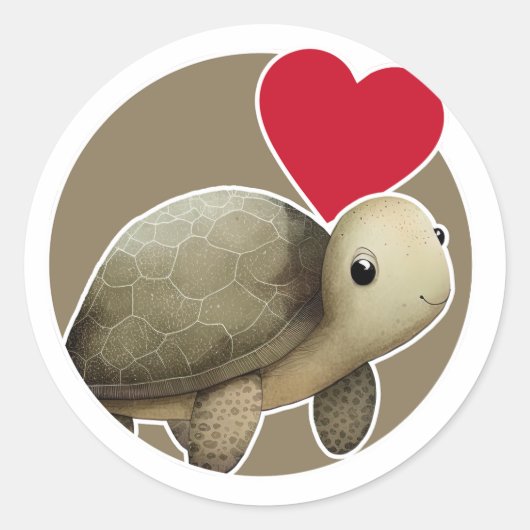 Cute Turtle Ronde Sticker (Voorkant)