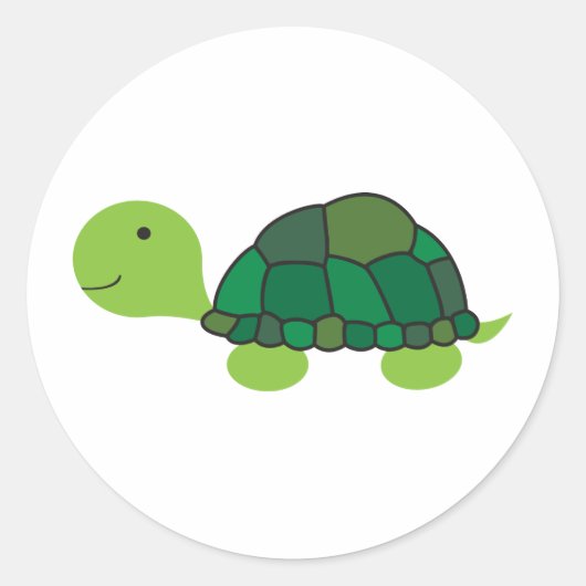 Cute Turtle Ronde Sticker (Voorkant)