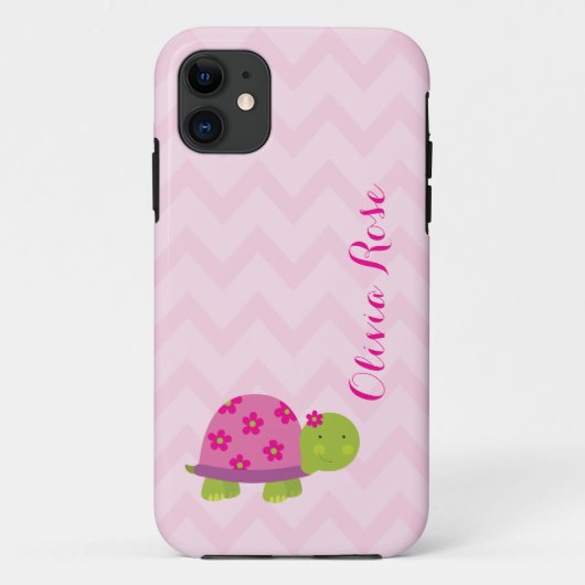 Cute Turtle roze Personalized Iphone5 hoesje (Achterkant)