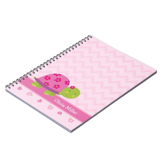 Cute Turtle roze, speciaal aangepast notebook voor Notitieboek (Linkerzijde)