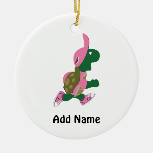 Cute Turtle Runner in PInk Keramisch Ornament (Voorkant)