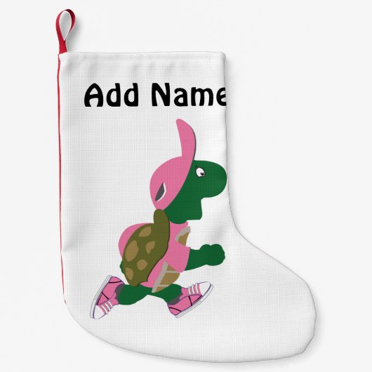Cute Turtle Runner in PInk Kleine Kerstsok (Voorkant)