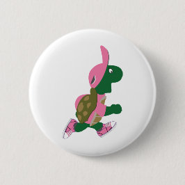 Cute Turtle Runner in PInk Ronde Button 5,7 Cm