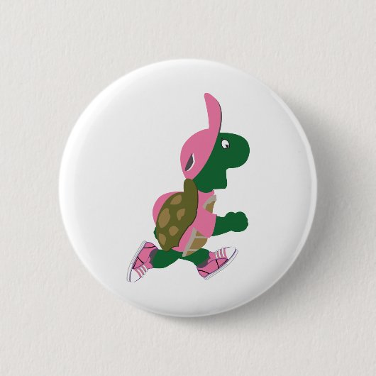 Cute Turtle Runner in PInk Ronde Button 5,7 Cm (Voorkant)