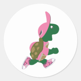 Cute Turtle Runner in PInk Ronde Sticker