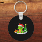 Cute Turtle Santa Christmas Tree Lights Xmas Pajam Sleutelhanger (Voorkant)
