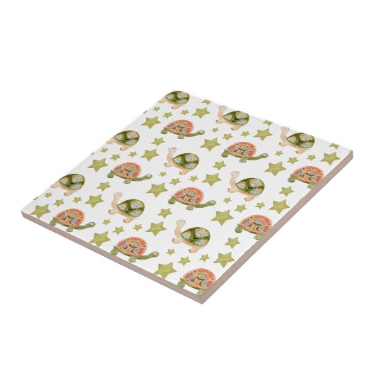Cute Turtle Stars Pattern Ceramic Tile Tegeltje (Zijkant)