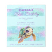 Cute Turtle Summer Beach Aqua 1e verjaardag Notitieblok (Voorkant)