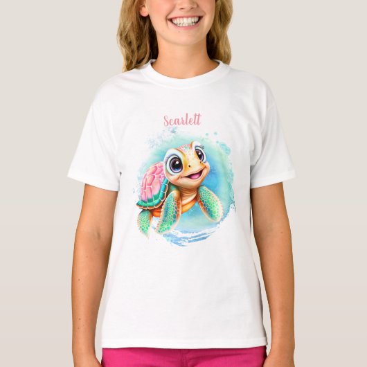 Cute Turtle Summer Name Girl T-shirt (Voorkant)