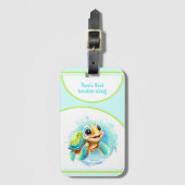 Cute Turtle Summer Vacation Personalized Boy Bagagelabel (Voorkant (verticaal))