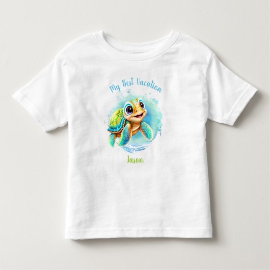 Cute Turtle Summer Vacation Personalized Boy Kinder Shirts (Voorkant)