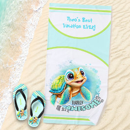Cute Turtle Summer Vacation Personalized Boy Strandlaken