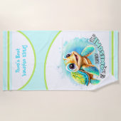 Cute Turtle Summer Vacation Personalized Boy Strandlaken (Voorkant)