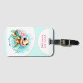 Cute Turtle Summer Vacation Personalized Girl Bagagelabel (Voorkant (horizontaal))