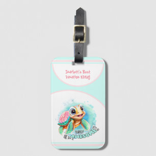 Cute Turtle Summer Vacation Personalized Girl Bagagelabel