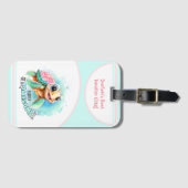 Cute Turtle Summer Vacation Personalized Girl Bagagelabel (Voorkant (horizontaal))