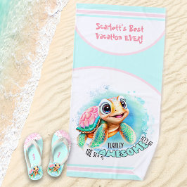 Cute Turtle Summer Vacation Personalized Girl Strandlaken