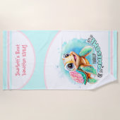 Cute Turtle Summer Vacation Personalized Girl Strandlaken (Voorkant)